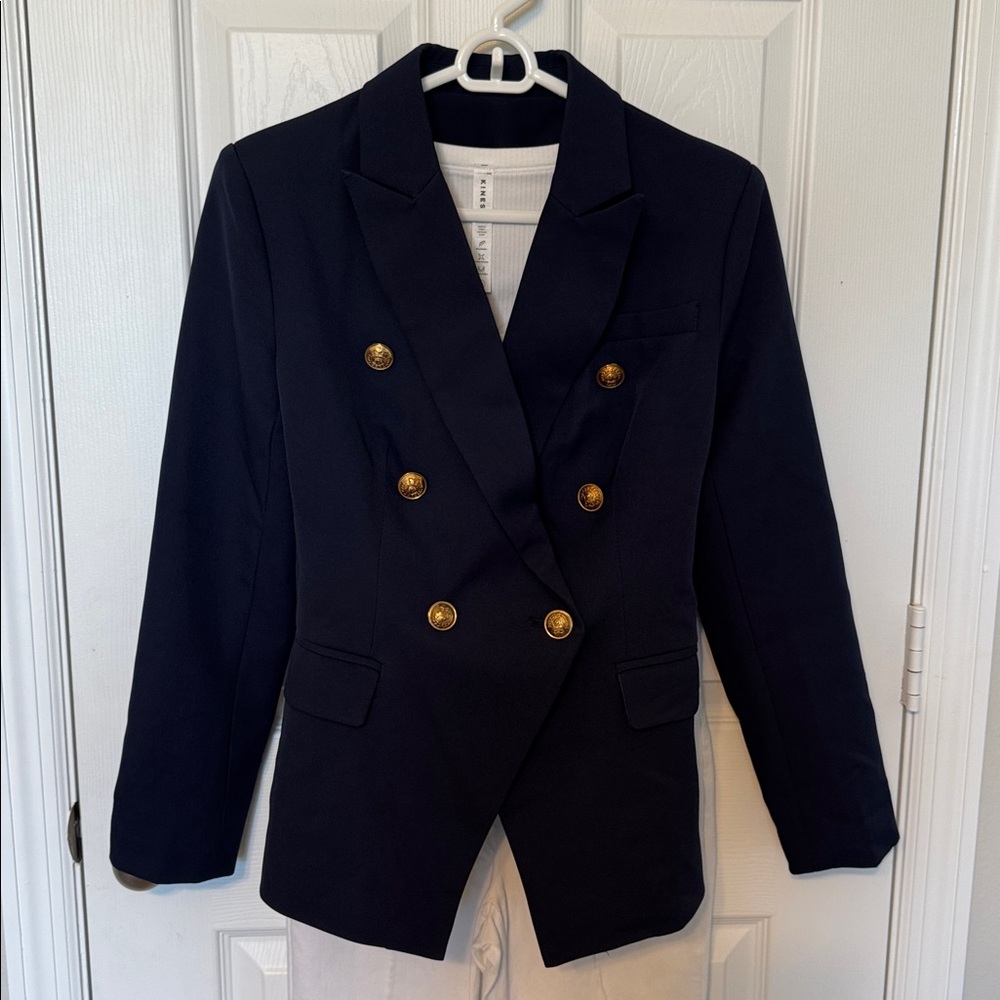 Womens Casual Blazer Jacket Gold Button Long Sleeve Navy & Dusty Rose Available
